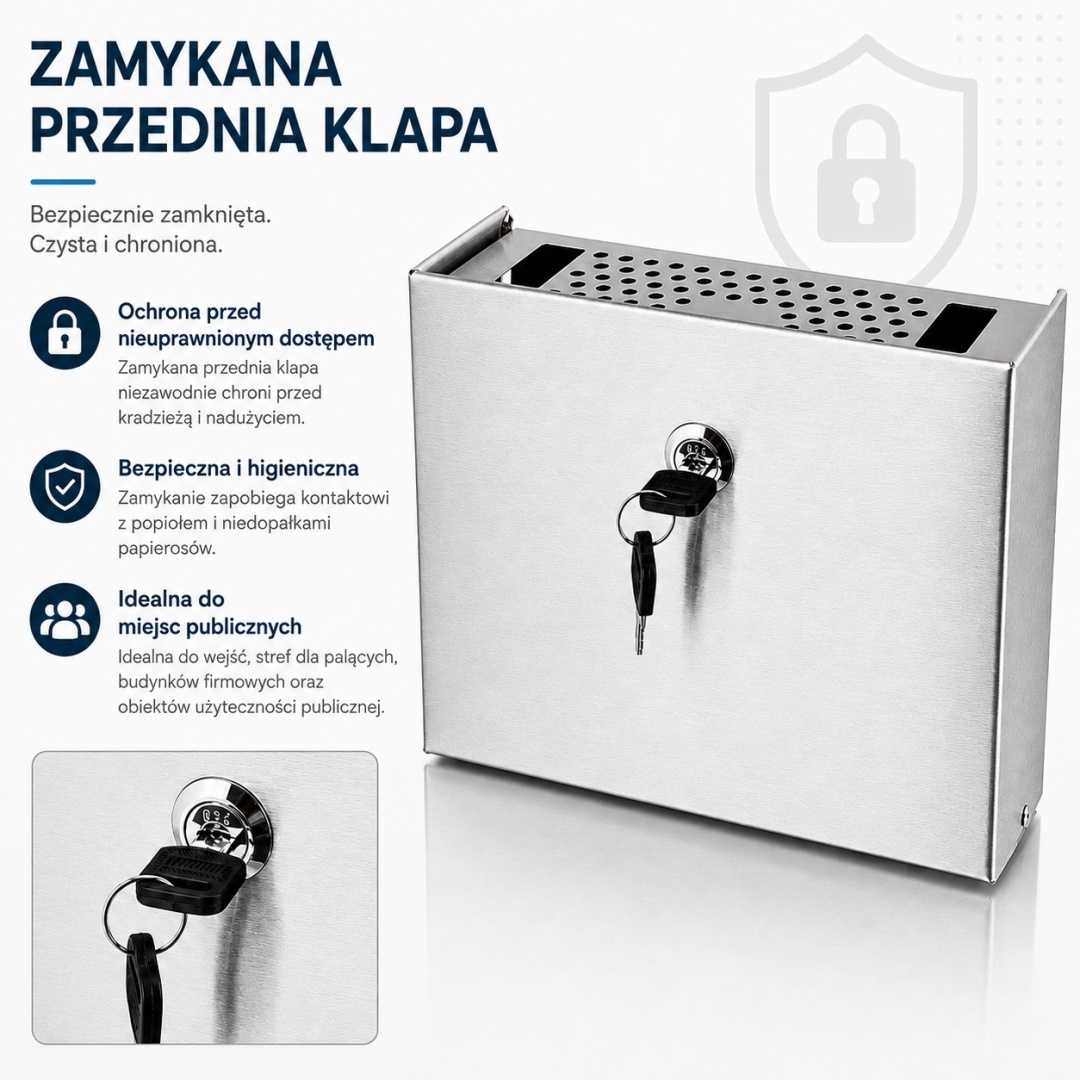 Nástěnný popelník Popelník z nerezové oceli inox na klíč BITUXX 20cm MS13197